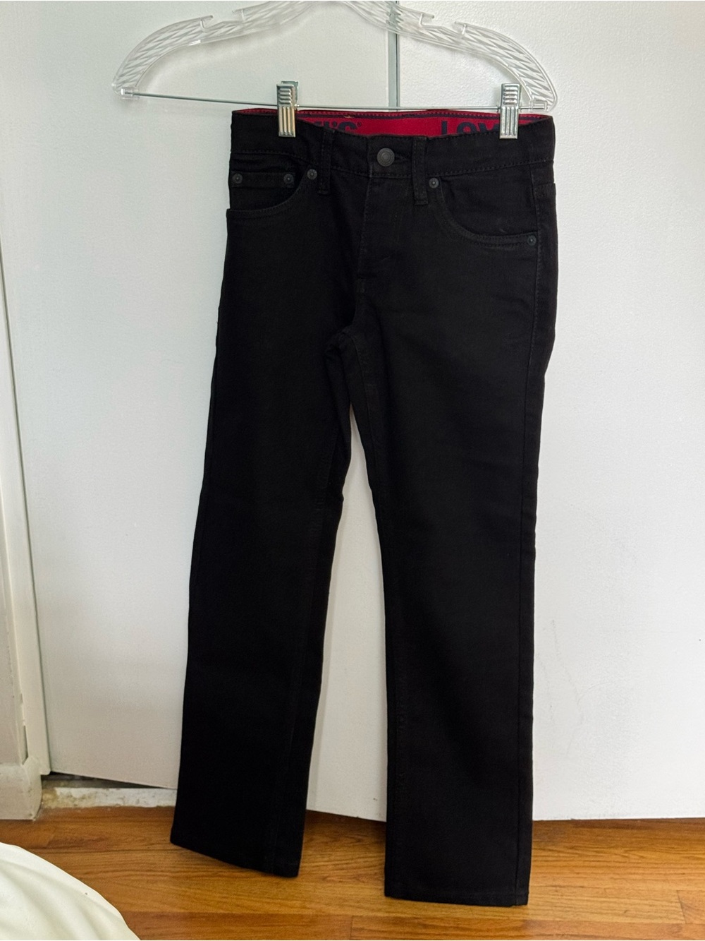 Levi's Boy’s Black Jeans with Red and Navy Logo Waistband